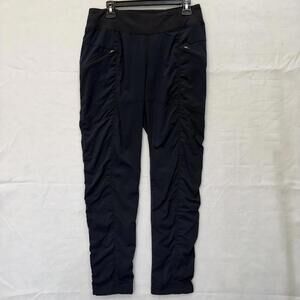 Prana Koen Pants Women's M Regular Fit Black Mid Rise Soft Waistband Drawstring